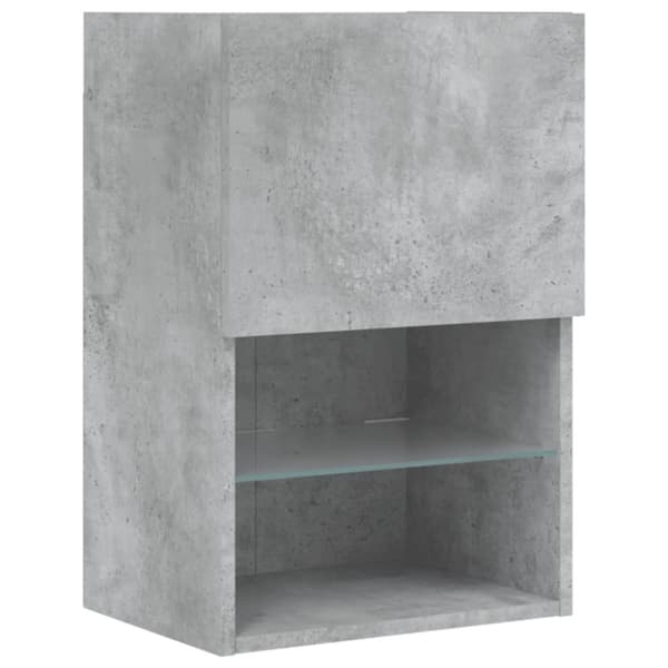 vidaXL sengebord med LED-lys 40,5x30x60 cm betongrå