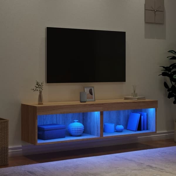 vidaXL tv-borde med LED-lys 2 stk. 60x30x30 cm sonoma-eg
