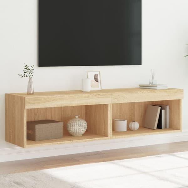 vidaXL tv-borde med LED-lys 2 stk. 60x30x30 cm sonoma-eg