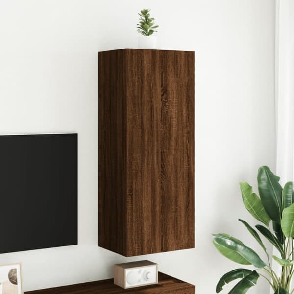 vidaXL væghængt tv-bord 40,5x30x102 cm konstrueret træ brunt egetræ