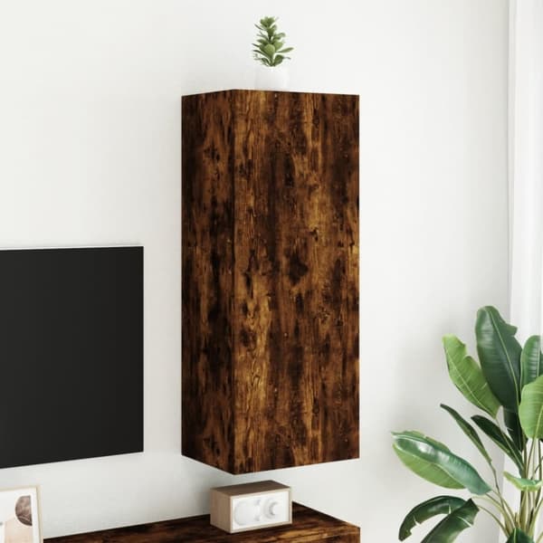 vidaXL Vegghengt TV-benk røkt eik 40,5x30x102 cm konstruert tre