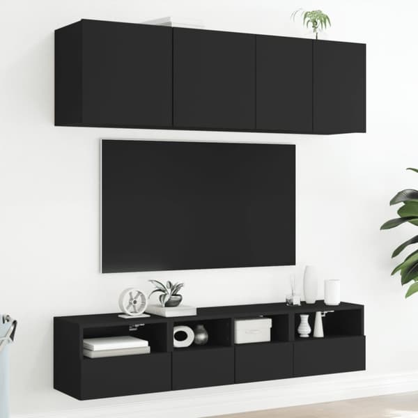 vidaXL Väggmonterad tv-skåp svart 40x30x30 cm konstruerat trä