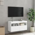 Miniatyrbilde 5 av 11: vidaXL Vegghengt TV-benk med LED hvit 80x30x40 cm