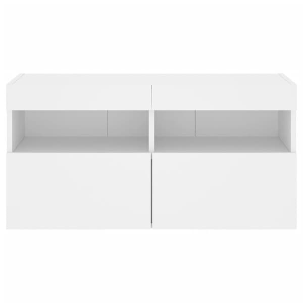 vidaXL Vegghengt TV-benk med LED hvit 80x30x40 cm