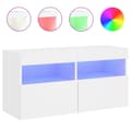 Miniatyrbilde 2 av 11: vidaXL Vegghengt TV-benk med LED hvit 80x30x40 cm