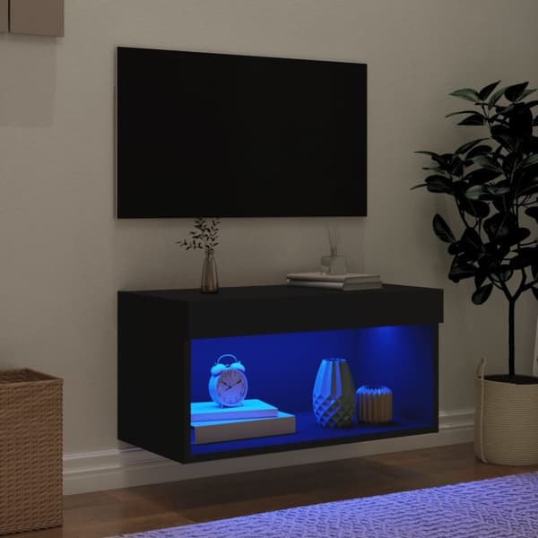 vidaXL Tv-bänk med LED-belysning svart 60x30x30 cm
