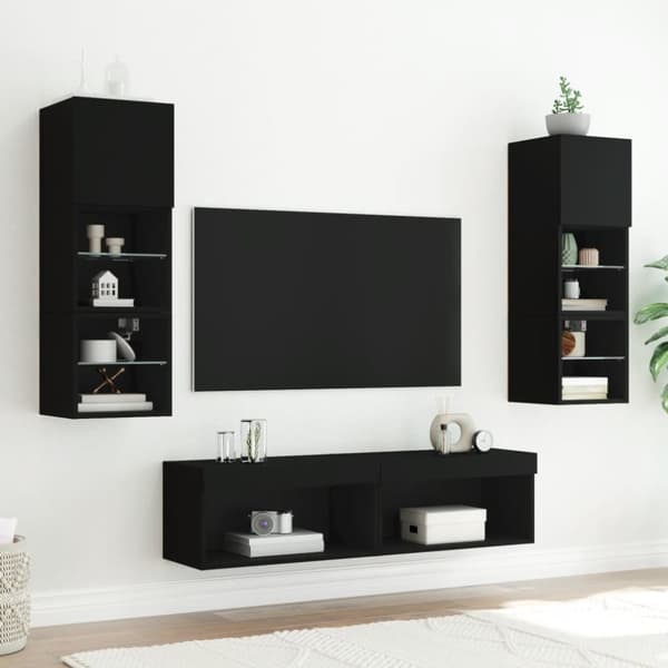 vidaXL Tv-bänk med LED-belysning svart 60x30x30 cm