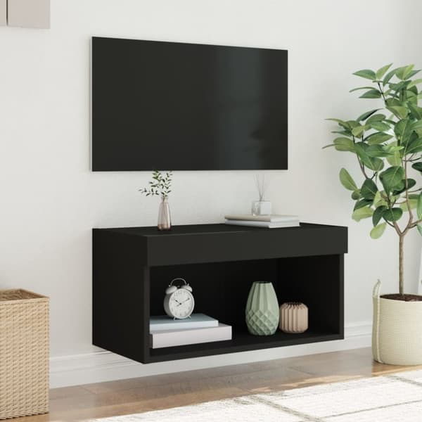 vidaXL Tv-bänk med LED-belysning svart 60x30x30 cm