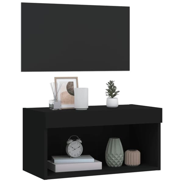 vidaXL Tv-bänk med LED-belysning svart 60x30x30 cm