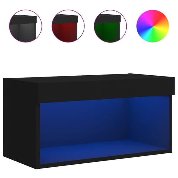 vidaXL Tv-bänk med LED-belysning svart 60x30x30 cm