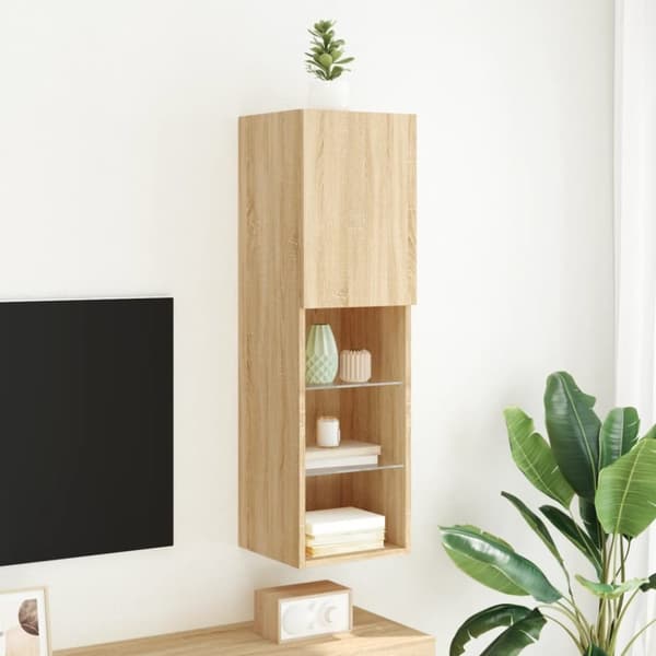 vidaXL Tv-bänk med LED-belysning sonoma-ek 30,5x30x102 cm