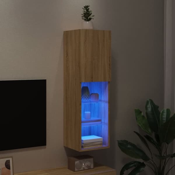 vidaXL Tv-bänk med LED-belysning sonoma-ek 30,5x30x102 cm