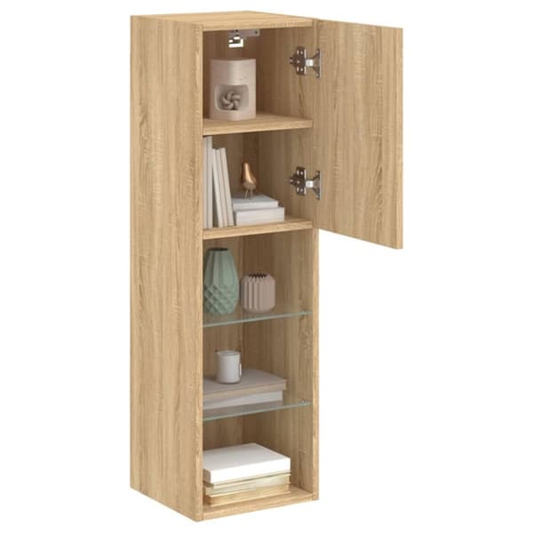 vidaXL Tv-bänk med LED-belysning sonoma-ek 30,5x30x102 cm