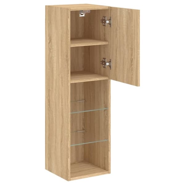 vidaXL Tv-bänk med LED-belysning sonoma-ek 30,5x30x102 cm