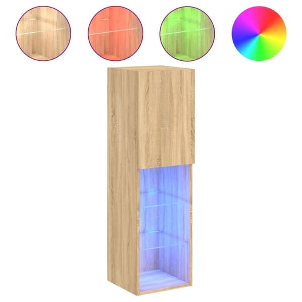 vidaXL Tv-bänk med LED-belysning sonoma-ek 30,5x30x102 cm