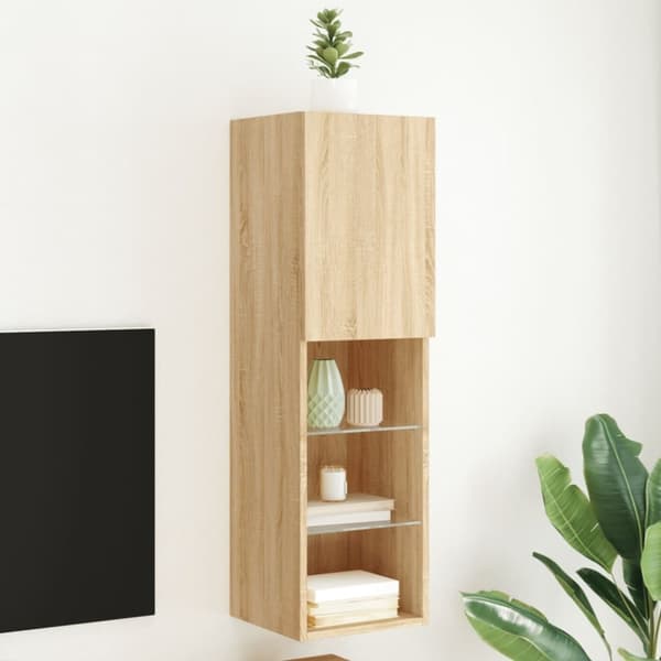 vidaXL TV-benk med LED-lys sonoma eik 30,5x30x102 cm