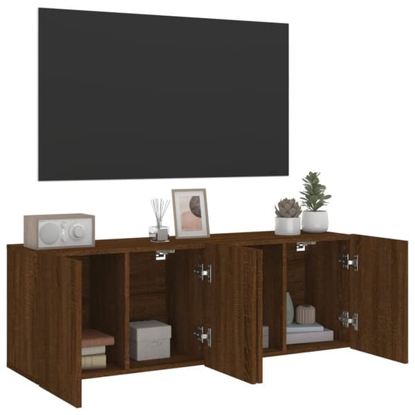 vidaXL Veggmonterte TV-benker 2 stk brun eik 60x30x41 cm