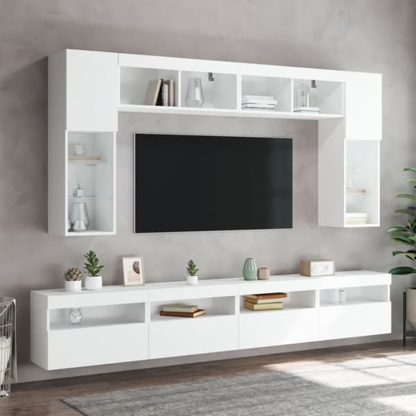 vidaXL Väggmonterad tv-bänk LED vit 60x30x40 cm
