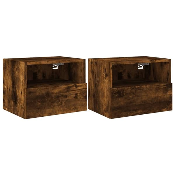 vidaXL Vegghengte TV-benker 2 stk røkt eik 40x30x30 cm konstruert tre