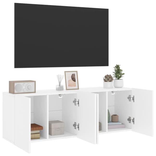 vidaXL Väggmonterad tv-bänk 2 st vit 60x30x41 cm