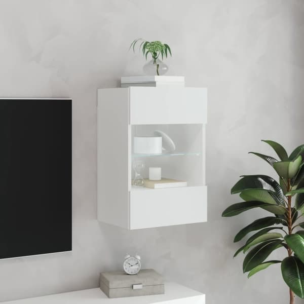 vidaXL Vegghengt TV-benk med LED hvit 40x30x60,5 cm