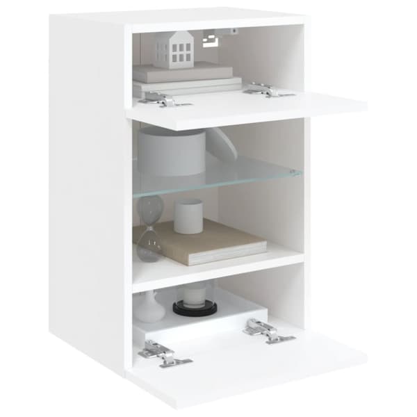 vidaXL Vegghengt TV-benk med LED hvit 40x30x60,5 cm