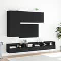 Miniatyrbild 3 av 11: vidaXL Väggmonterad tv-bänk svart 60x30x30 cm konstruerat trä