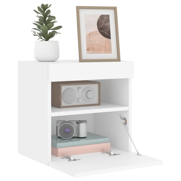 vidaXL Vegghengt TV-benk med LED hvit 40x30x40 cm
