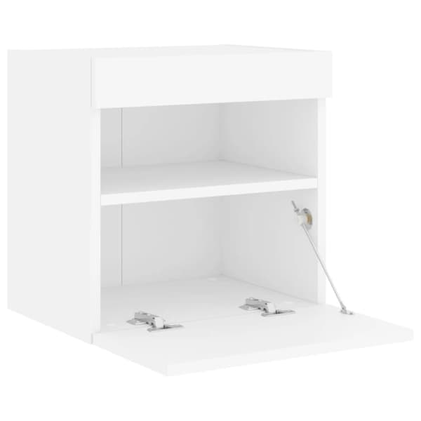 vidaXL Vegghengt TV-benk med LED hvit 40x30x40 cm