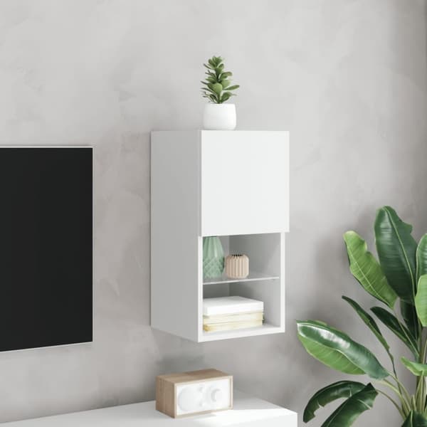 vidaXL TV-benk med LED-lys hvit 30,5x30x60 cm