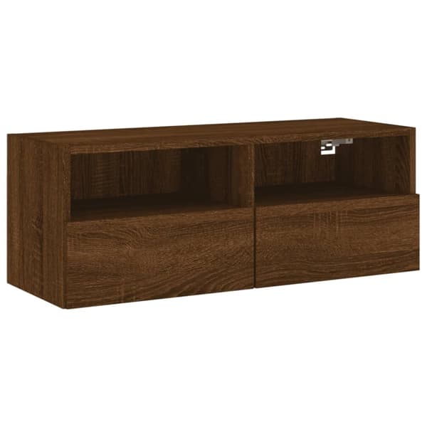 vidaXL Vegghengt TV-benk brun eik 80x30x30 cm konstruert tre