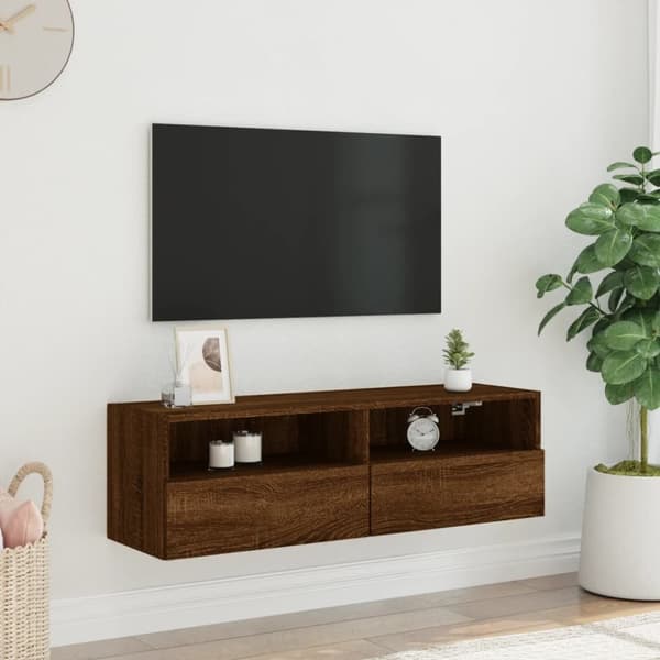 vidaXL TV-seinäkaappi ruskea tammi 100x30x30 cm tekninen puu