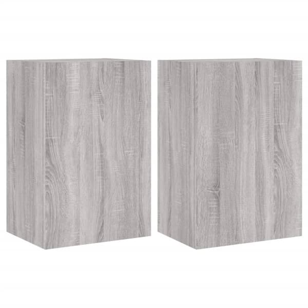 vidaXL tv-bord til væg 2 stk. 40,5x30x60 cm konstrueret træ grå sonoma