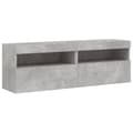 Miniatyrbilde 3 av 11: vidaXL Vegghengte TV-benker med LED-lys 2 stk betonggrå 60x30x40 cm