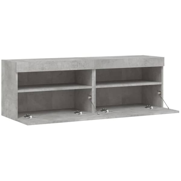 vidaXL Vegghengte TV-benker med LED-lys 2 stk betonggrå 60x30x40 cm