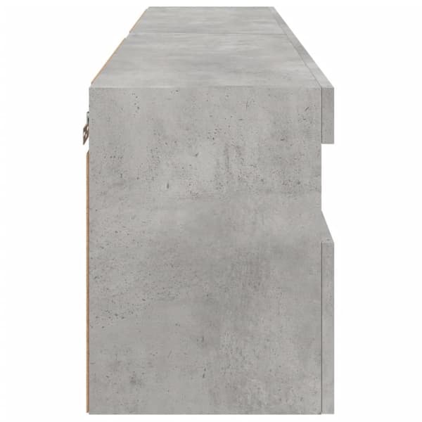 vidaXL Vegghengte TV-benker med LED-lys 2 stk betonggrå 60x30x40 cm