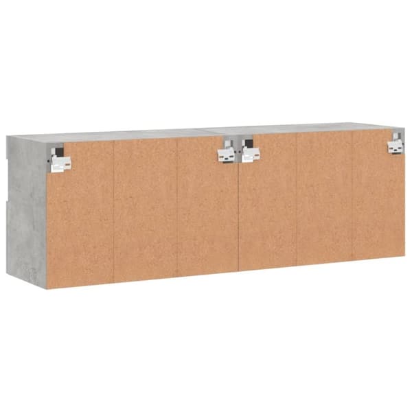 vidaXL Vegghengte TV-benker med LED-lys 2 stk betonggrå 60x30x40 cm