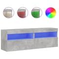 Miniatyrbilde 2 av 11: vidaXL Vegghengte TV-benker med LED-lys 2 stk betonggrå 60x30x40 cm