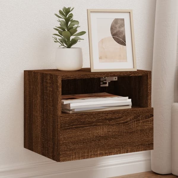 vidaXL Vegghengte TV-benker 2 stk brun eik 40x30x30 cm konstruert tre
