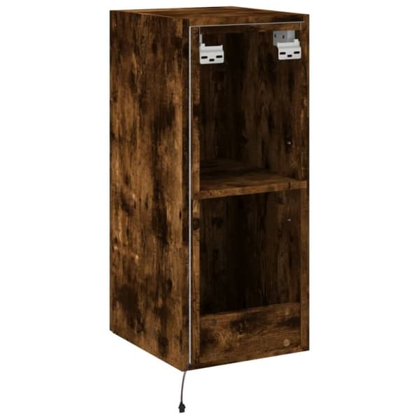 vidaXL TV-seinäkaappi LED-valoilla savutammi 30,5x35x70 cm