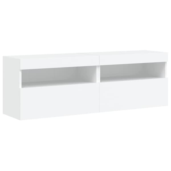 vidaXL Vegghengte TV-benker med LED 2 stk hvit 60x30x40 cm