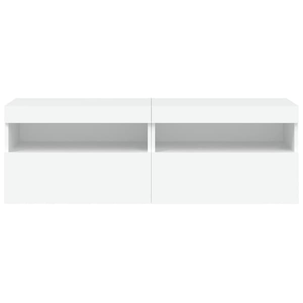 vidaXL Vegghengte TV-benker med LED 2 stk hvit 60x30x40 cm