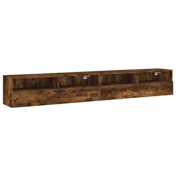 vidaXL Vegghengte TV-benker 2 stk røkt eik 100x30x30 cm konstruert tre