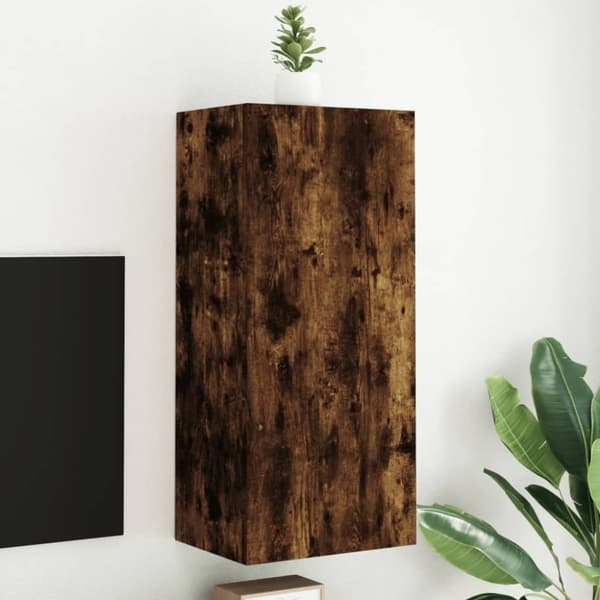 vidaXL væghængt tv-bord 40,5x30x90 cm konstrueret træ røget egetræ