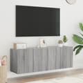 Miniatyrbilde 3 av 11: vidaXL Veggmonterte TV-benker 2 stk grå sonoma 60x30x41 cm