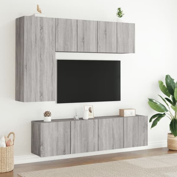 vidaXL Veggmonterte TV-benker 2 stk grå sonoma 60x30x41 cm