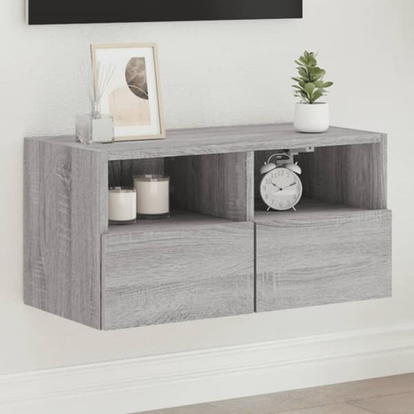 vidaXL Vegghengt TV-benk grå sonoma 60x30x30 cm konstruert tre