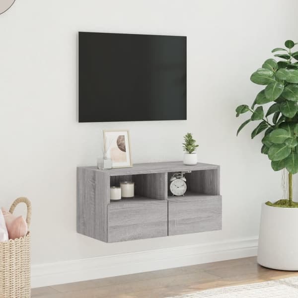 vidaXL Vegghengt TV-benk grå sonoma 60x30x30 cm konstruert tre