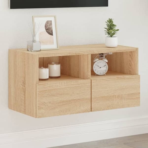 vidaXL Vegghengt TV-benk sonoma eik 60x30x30 cm konstruert tre