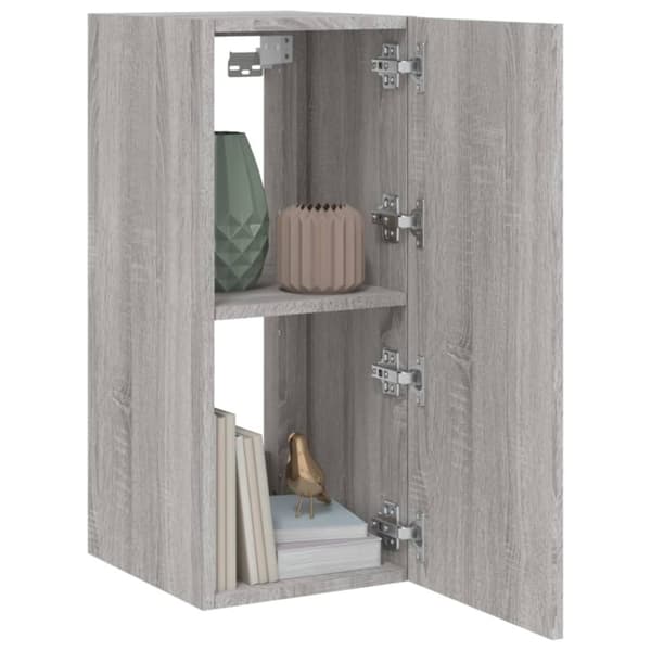 vidaXL Vegghengt TV-benk med LED-lys grå sonoma 30,5x35x70 cm